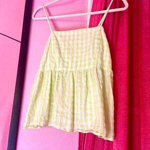 SUMMER SALE Wild Fable Whispering Sage Gingham Babydoll Tank Top Medium